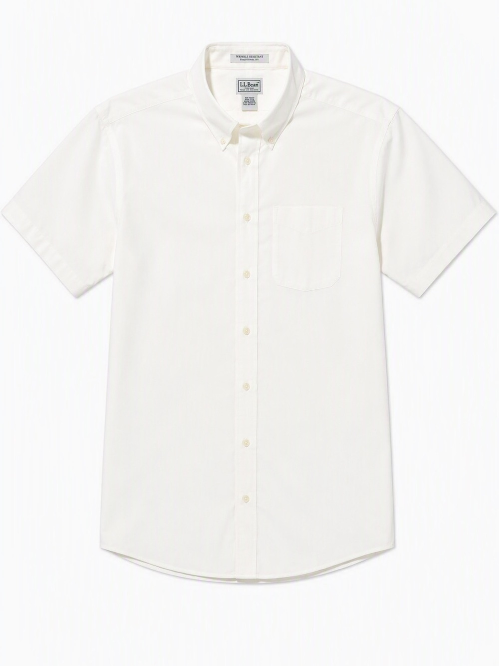 L.L.Bean Men's 16.5 Tall Short Sleeve Oxford Shirt White Cotton